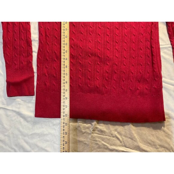 Sonoma Cable Knit Sweater Womens Large Red Crew Neck Pullover Long Sleeves - Picture 4 of 5